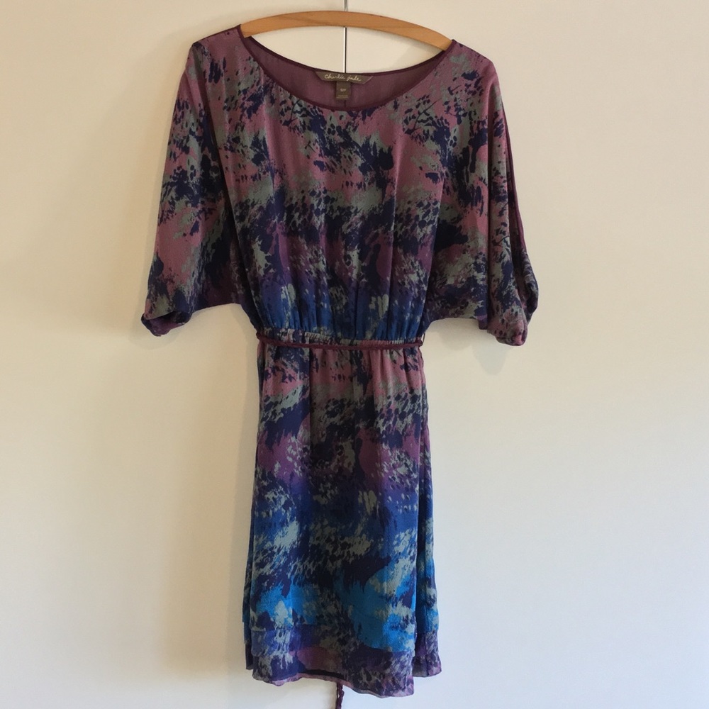 Charlie Jade Silk Purple Dolman Mini Dress Small